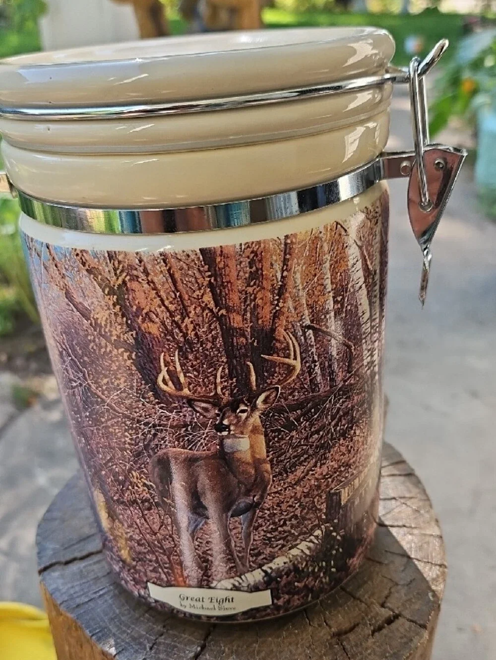 Winter Deer Ceramic Storage Canister 
